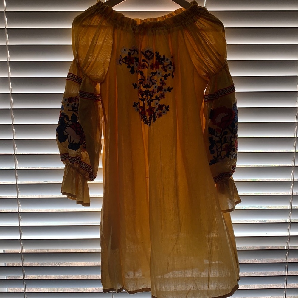 Perfect off-shoulder dress/tunic. EMBROIDERED!